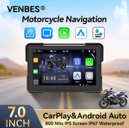 Ecrã carplay e android auto para motos com fixador ao guiador