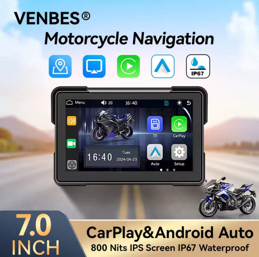 Ecrã carplay e android auto para motos com fixador ao guiador